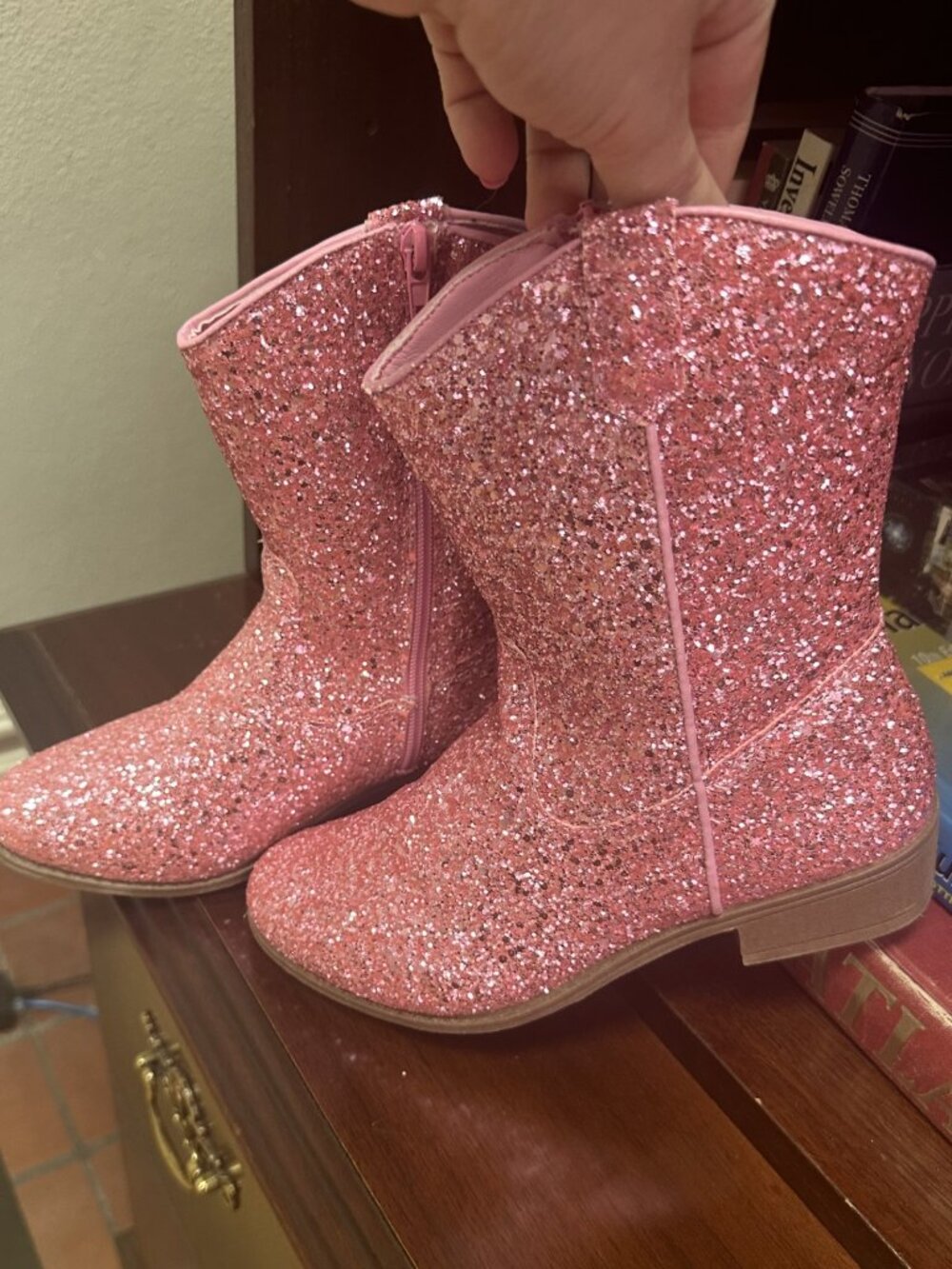 Size 4 girls Pink Glitter Boots